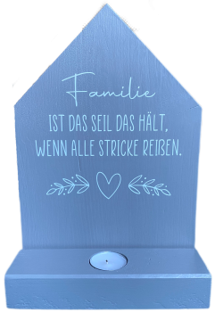 Dekoschild grau mit weißer Schrift