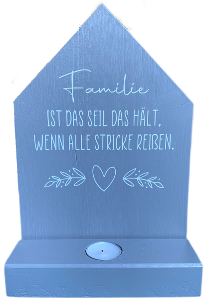 Dekoschild grau mit weißer Schrift