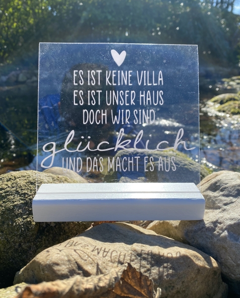 Glasschild "glücklich"